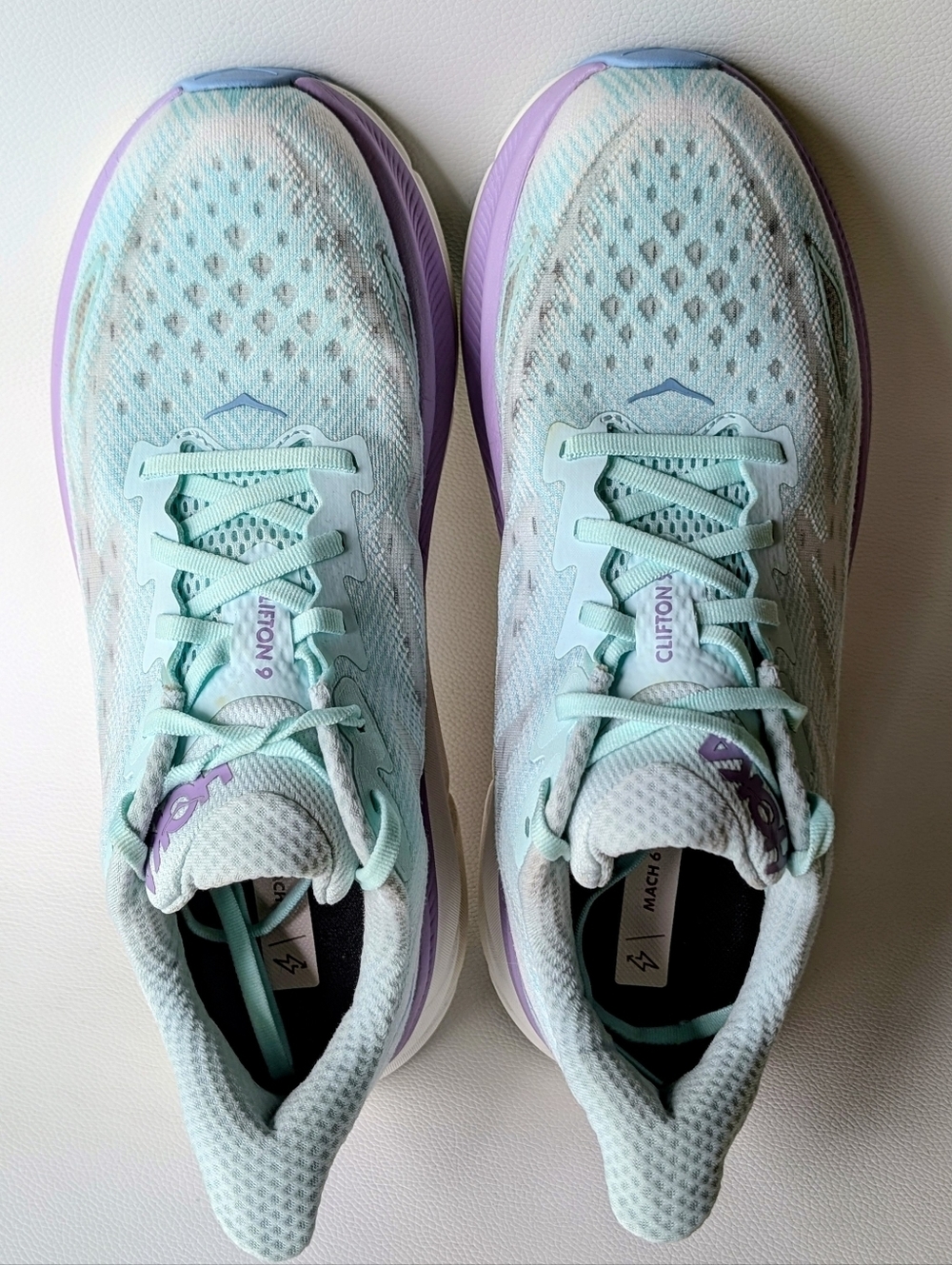Hoka Clifton 9 Womens Running Shoes (B Standard) (Sunlit Ocean/Lilac Sz 11 B - Picture 2 of 9